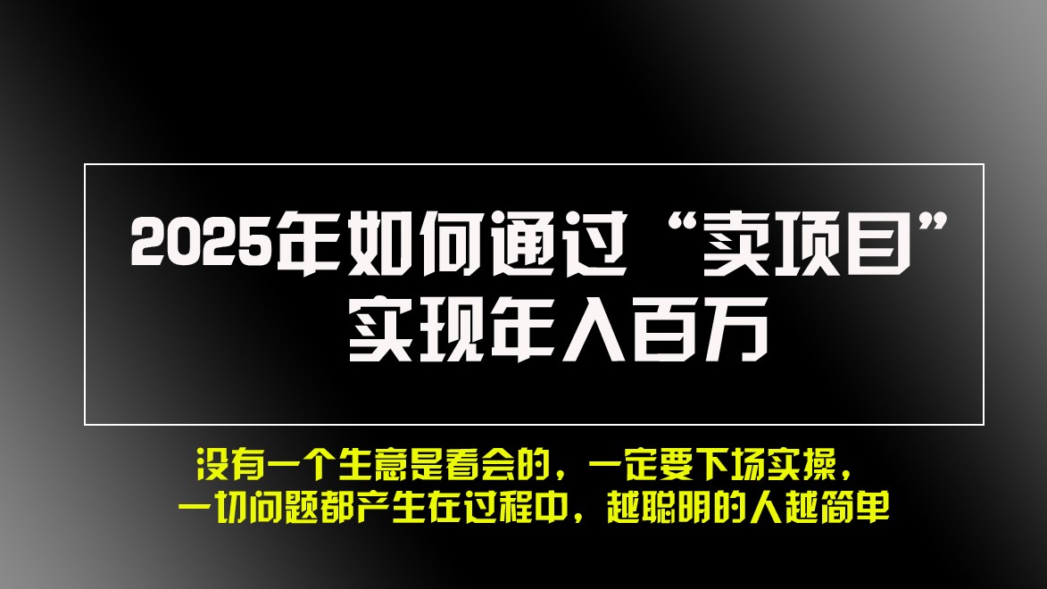 2025年如何通过“卖项目”实现年入百万-吾爱云课堂