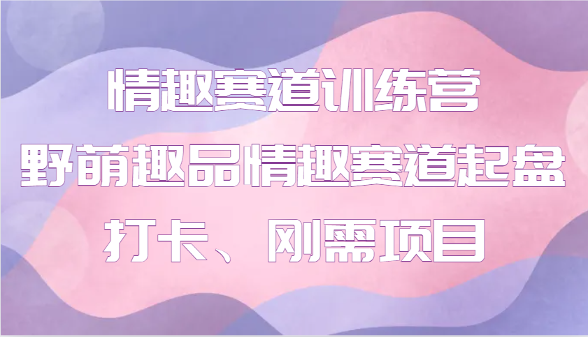 情趣赛道训练营 野萌趣品情趣赛道起盘打卡、刚需项目-吾爱云课堂