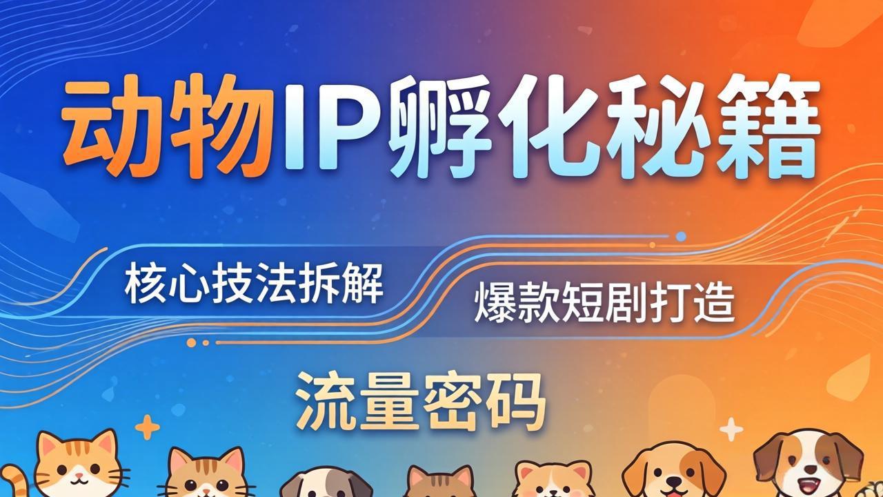动物IP孵化全套秘籍，三大核心技法拆解，打造爆款萌宠短剧，轻松拿捏赛道流量密码-吾爱云课堂