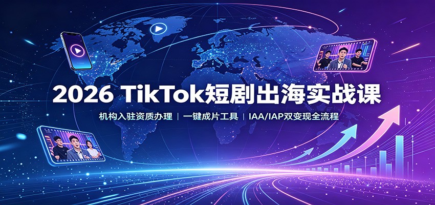 2026 TikTok短剧出海实战课：机构入驻资质办理，一键成片工具，IAA/IAP双变现全流程-吾爱云课堂