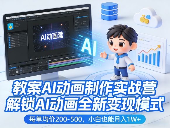 教案AI动画制作实战营，解锁AI动画全新变现模式，每单均价200-500，小白也能月入1W+-吾爱云课堂