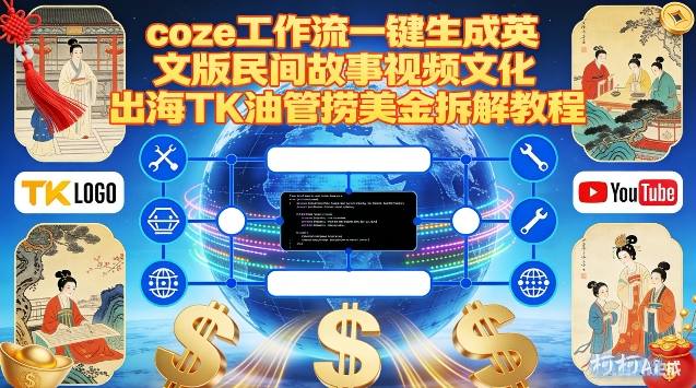 Coze扣子工作流一键生成英文版民间故事视频，文化出海TK油管捞美金拆解教程-吾爱云课堂