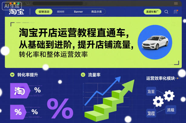 淘宝开店运营教程直通车，从基础到进阶，提升店铺流量，转化率和整体运营效率(更新26年4月20日)-吾爱云课堂