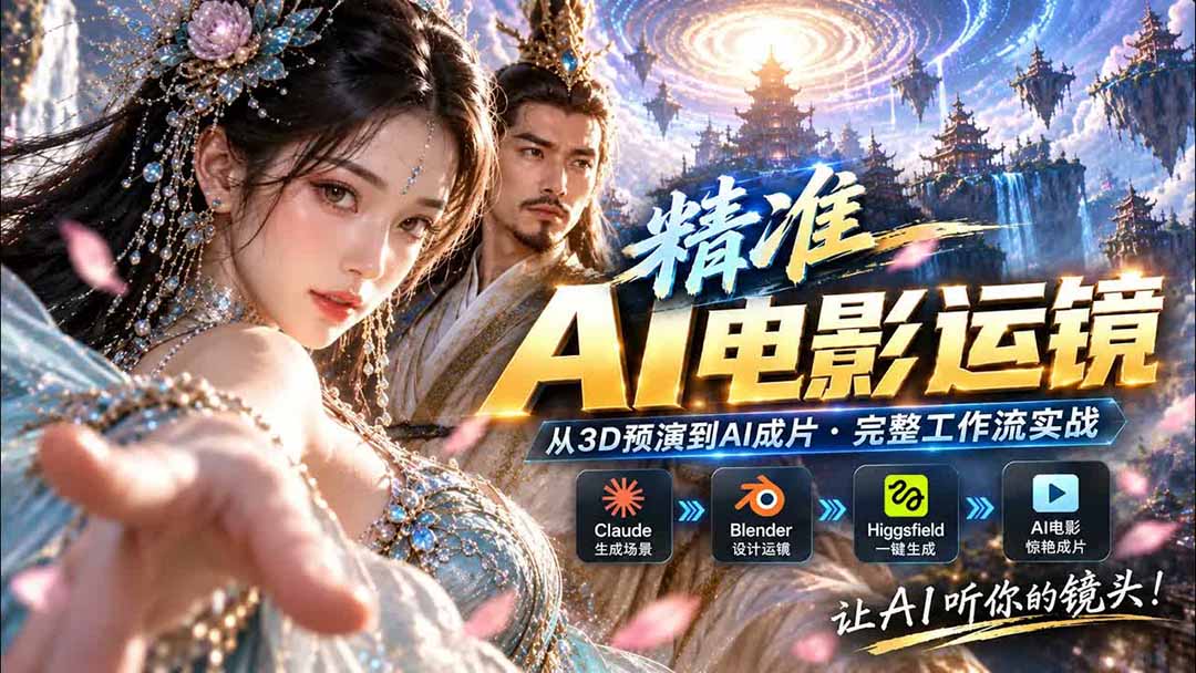 AI视频终于能精准运镜了！Claude + Blender + Higgsfield 免费插件实测-吾爱云课堂
