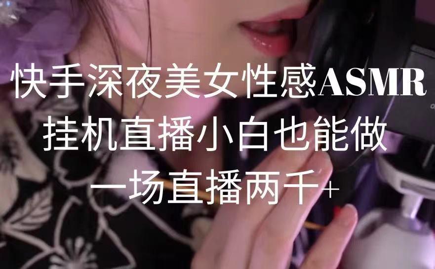 快手深夜美女性感ASMR挂机直播,小白也能做,一场直播两千+-吾爱云课堂