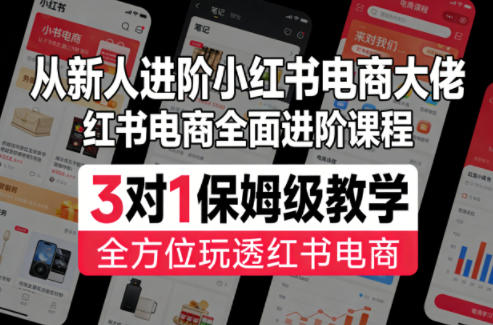 从新人进阶小红书电商大佬，红书电商全面进阶课程，3对1保姆级教学，全方位玩透红书电商-吾爱云课堂