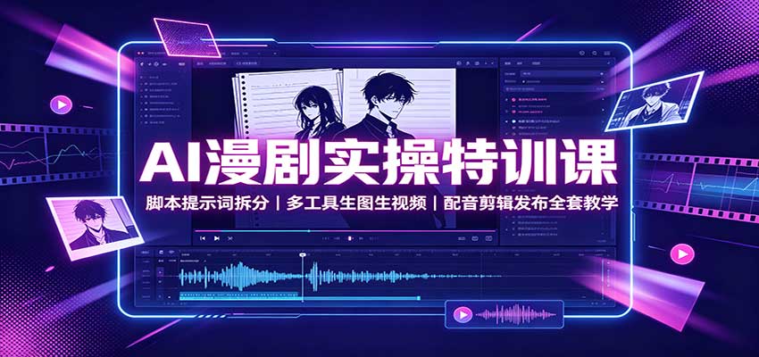 AI漫剧实操特训课：脚本提示词拆分，多工具生图生视频，配音剪辑发布全套教学-吾爱云课堂
