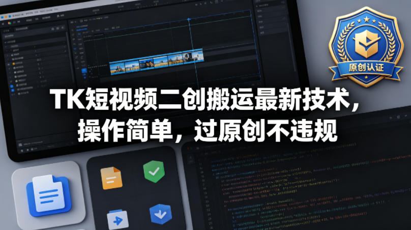 TK短视频二创搬运最新技术，操作简单，过原创不违规-吾爱云课堂