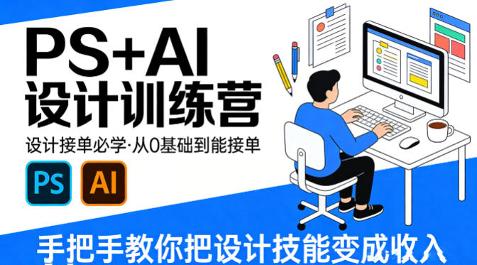 设计接单必学，PS+AI设计训练营，从0基础到能接单，手把手教你把设计技能变成收入-吾爱云课堂