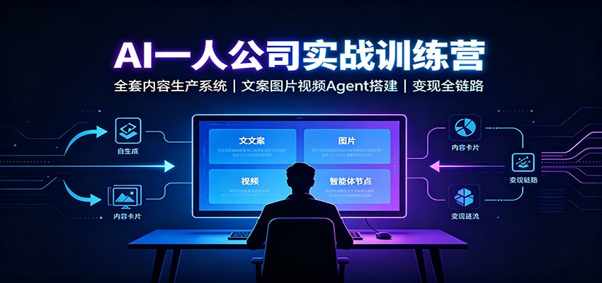AI创作一人公司实战训练营：全套内容生产系统，文案图片视频Agent搭建变现全链路-吾爱云课堂