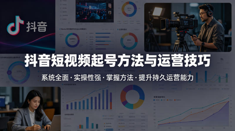 抖音短视频起号方法和运营技巧，内容系统全面实操性强，掌握起号方法，提升账号持久运营能力-吾爱云课堂
