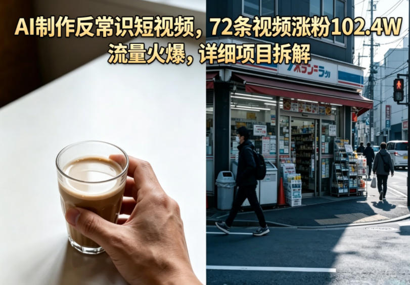 AI制作反常识短视频，72条视频涨粉102.4W，流量火爆，详细项目拆解-吾爱云课堂