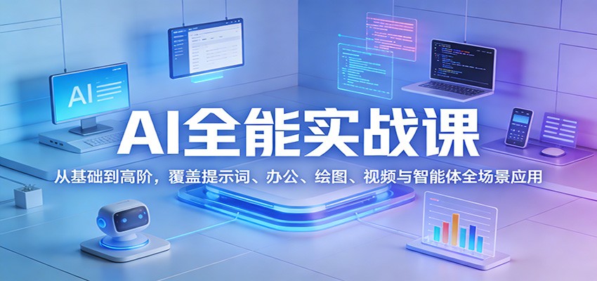 AI全能实战课：从基础到高阶，覆盖提示词、办公、绘图、视频与智能体全场景应用-吾爱云课堂