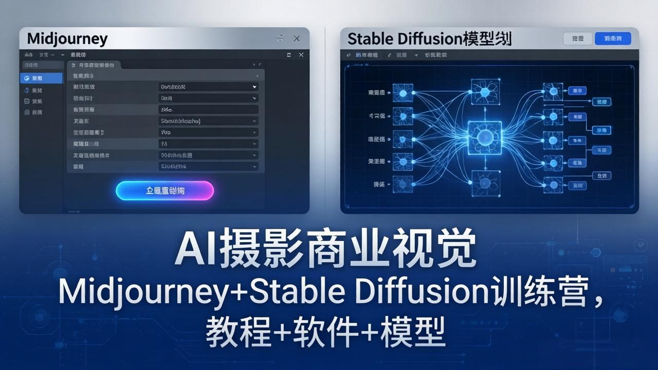 AI摄影商业视觉Midjourney+Stable Diffusion训练营，教程+软件+模型-吾爱云课堂