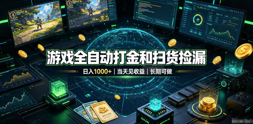 游戏全自动打金和扫货捡漏，日入1k+，当天见收益，长期可做！【揭秘】-吾爱云课堂