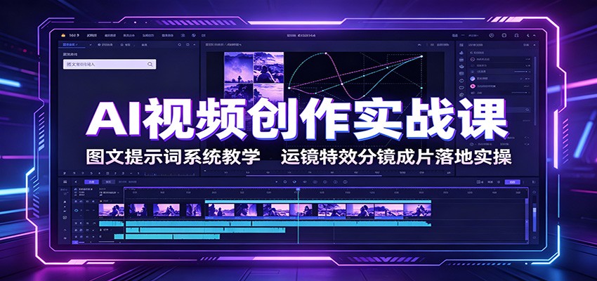 AI视频创作实战课：图文提示词系统教学，运镜特效分镜成片落地实操-吾爱云课堂