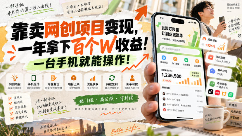 网创小程序虚拟资料变现，一年拿下百万收益，一部手机就可以做，0成本变现副业！-吾爱云课堂