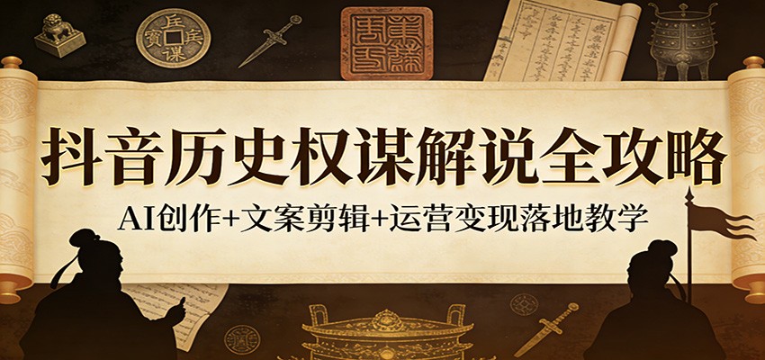 抖音历史权谋解说全攻略：AI创作+文案剪辑+运营变现落地教学-吾爱云课堂