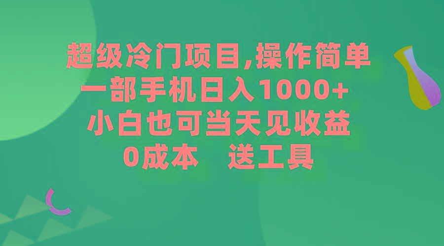 (9291期)超级冷门项目,操作简单，一部手机轻松日入1000+，小白也可当天看见收益-吾爱云课堂