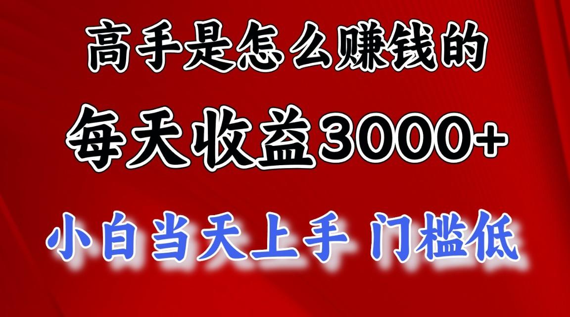 高手是怎么一天赚3000+的,小白当天上手,翻身项目,非常稳定。-吾爱云课堂