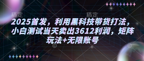 2025首发,利用黑科技带货打法,小白测试当天卖出3612利润,矩阵玩法+无限账号【揭秘】-吾爱云课堂