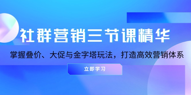 社群营销三节课精华:掌握叠价、大促与金字塔玩法,打造高效营销体系-吾爱云课堂