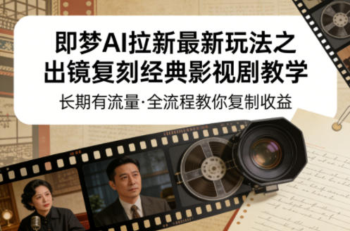 即梦AI拉新最新玩法之出镜复刻经典影视剧教学，长期有流量，全流程教你复制收益-吾爱云课堂