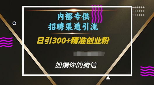 内部招聘渠道日引流300+创业粉,加爆你的微信【揭秘】-吾爱云课堂