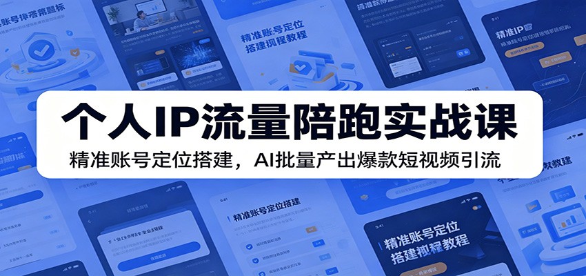 个人IP流量陪跑实战课：精准账号定位搭建，AI批量产出爆款短视频引流-吾爱云课堂