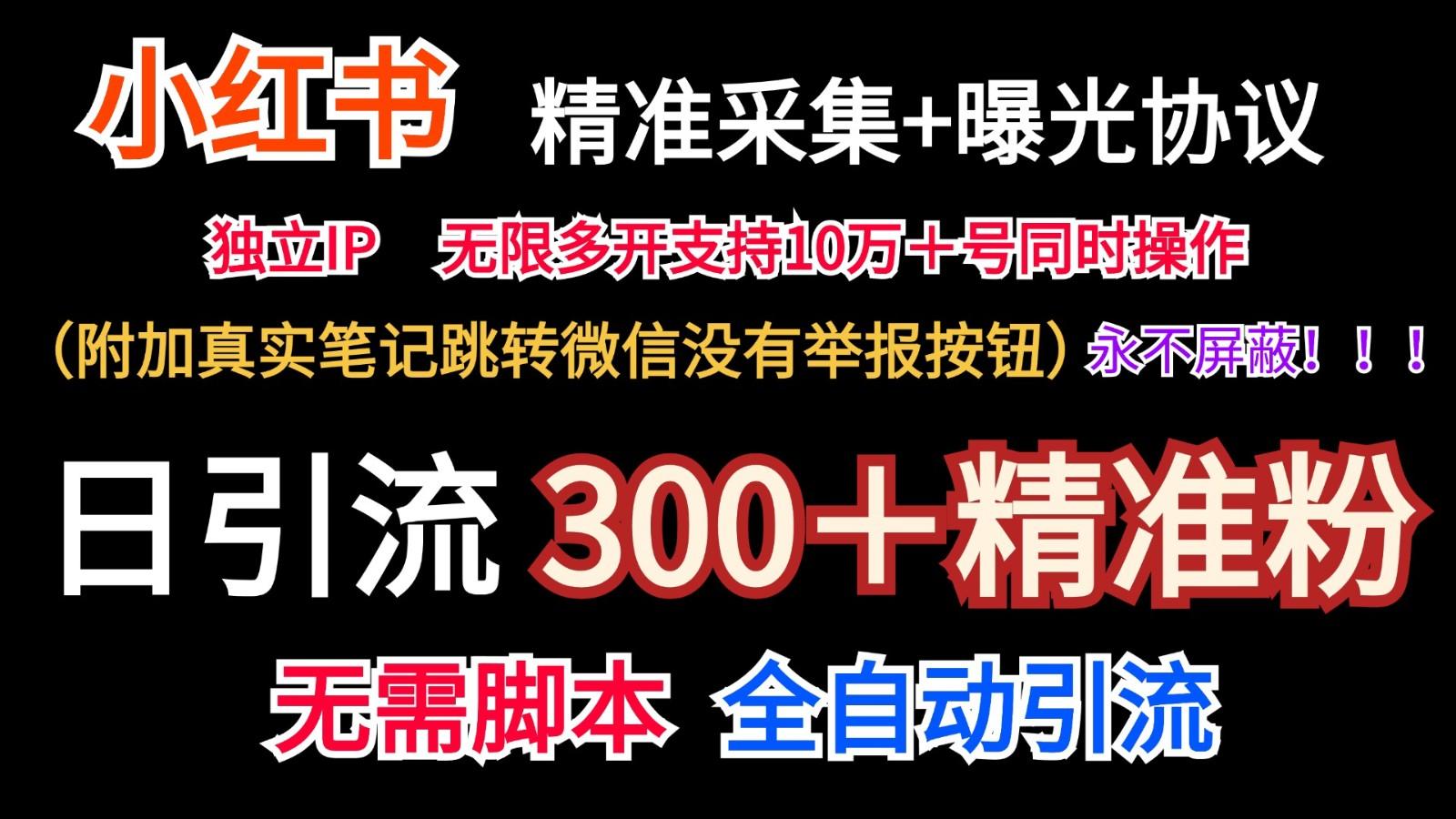 小红薯精准采集+无限曝光+真实笔记跳转微信,永不屏蔽(日引300+精准粉)-吾爱云课堂