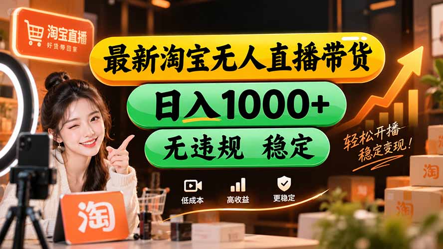 【新技术】淘宝无人直播，独家，日入2K+，无封号，可矩阵，长期稳定-吾爱云课堂