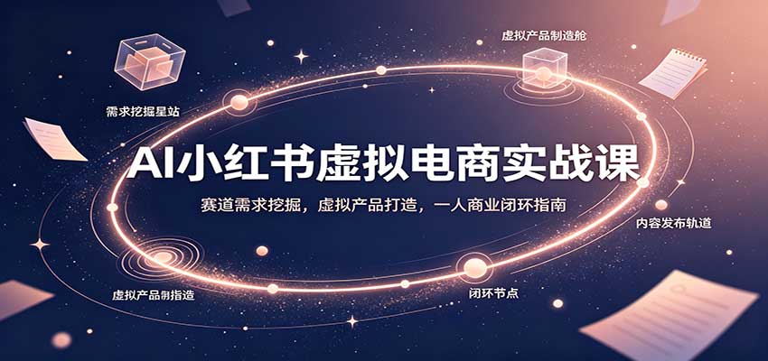 AI小红书虚拟电商实战课：赛道需求挖掘，虚拟产品打造，一人商业闭环指南-吾爱云课堂