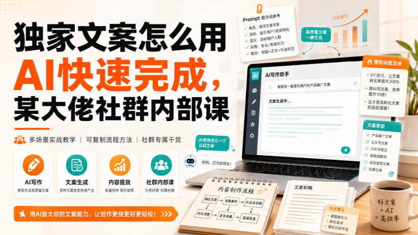 独家文案怎么用AI快速完成，某大佬社群内部课-吾爱云课堂