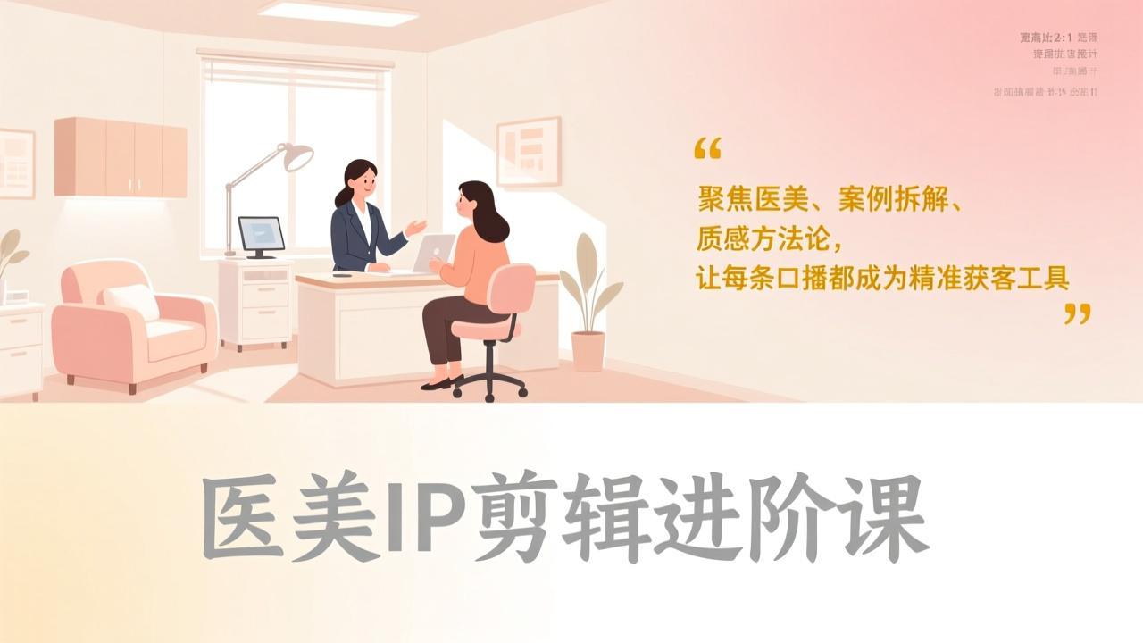 医美IP剪辑进阶课,聚焦医美、案例拆解、质感方法论,让每条口播都成为精准获客工具-吾爱云课堂