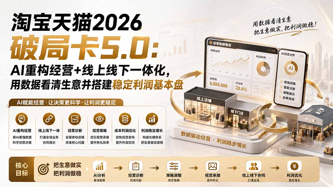 淘宝天猫2026破局卡5.0：AI重构经营+线上线下一体化，用数据看清生意并搭建稳定利润基本盘-吾爱云课堂