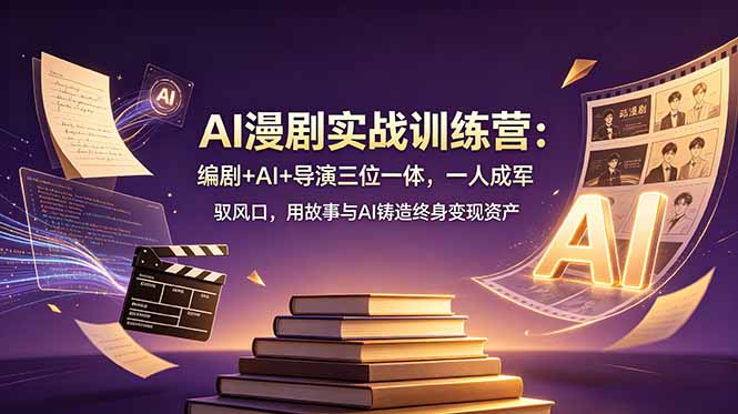 AI漫剧实战训练营：编剧+AI+导演三位一体，一人成军 驭风口，用故事与AI铸造终身变现资产-吾爱云课堂