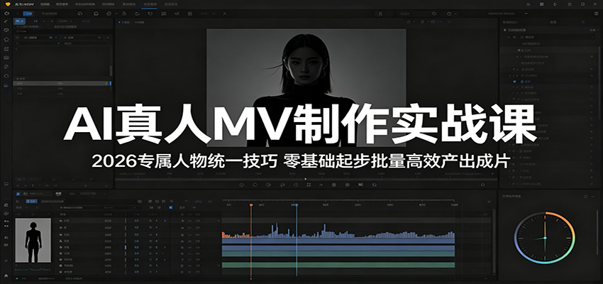 AI真人MV制作实战课：2026专属人物统一技巧，零基础起步批量高效产出成片-吾爱云课堂