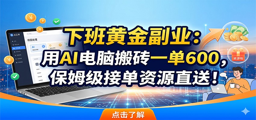 下班黄金副业:用AI电脑搬砖一单600,保姆级接单资源直送!-吾爱云课堂