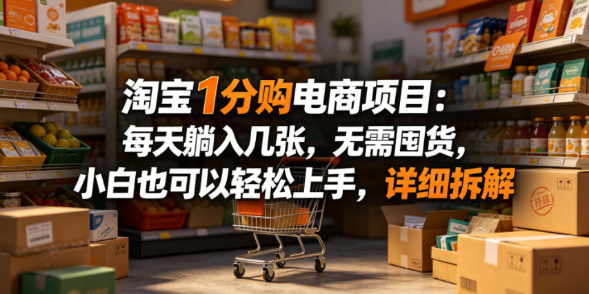淘宝1分购电商项目：每天躺入几张，无需囤货，小白也可以轻松上手，详细拆解-吾爱云课堂