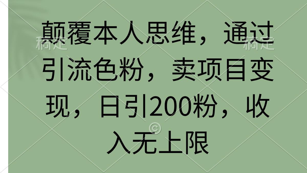 (9523期)颠覆本人思维,通过引流色粉,卖项目变现,日引200粉,收入无上限-吾爱云课堂