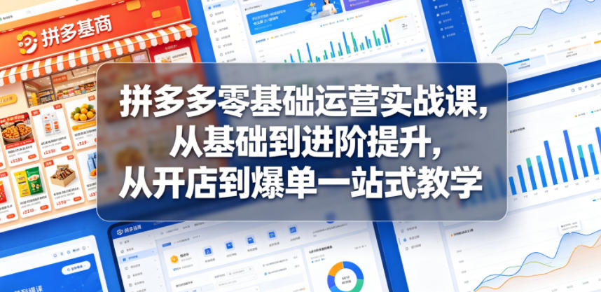 拼多多零基础运营实战课，从基础到进阶提升，从开店到爆单一站式教学-吾爱云课堂