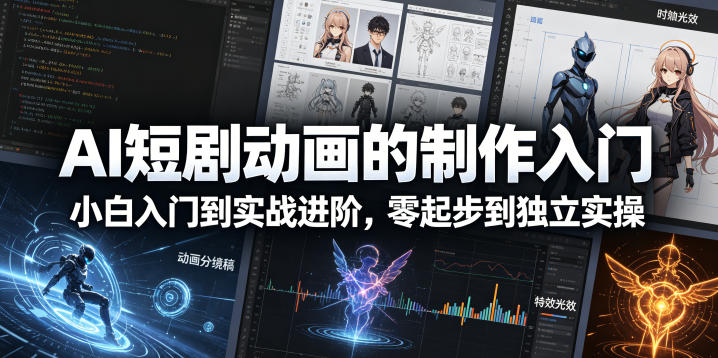 AI短剧动画的制作入门，小白入门到实战进阶，零起步到独立实操-吾爱云课堂