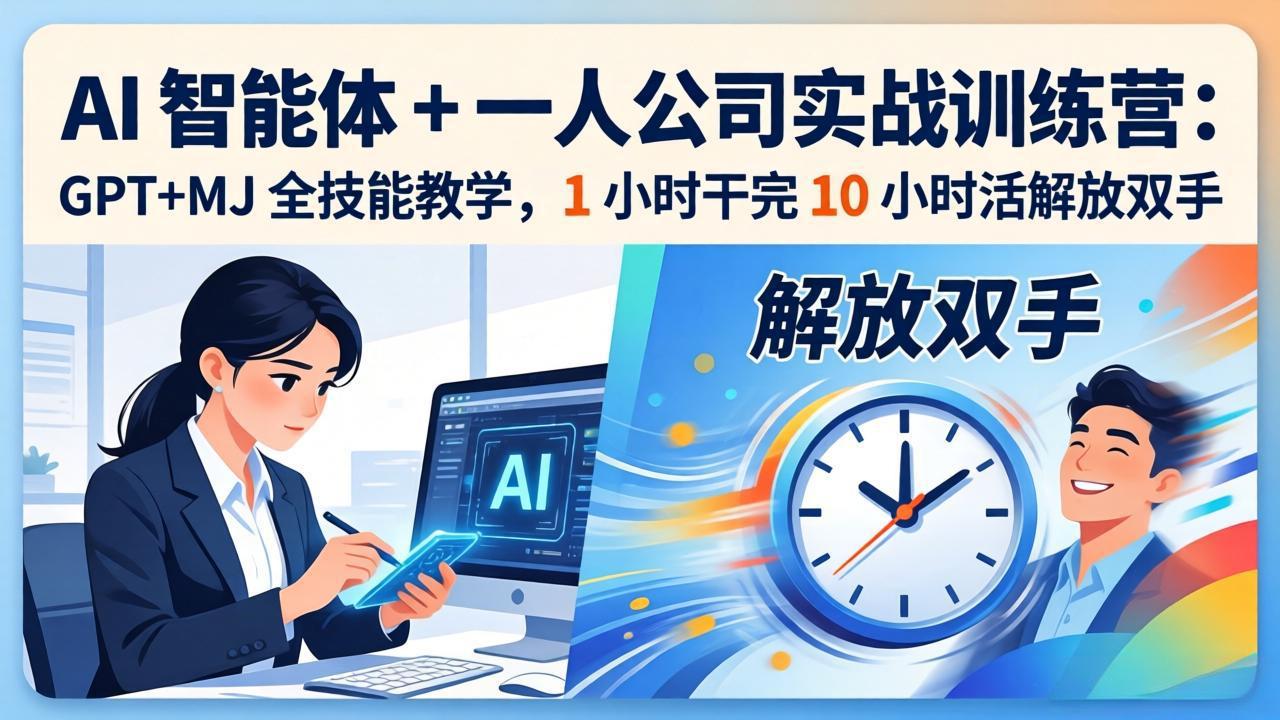 AI 智能体 + 一人公司实战训练营：GPT+MJ 全技能教学，1 小时干完 10 小时活解放双手-吾爱云课堂