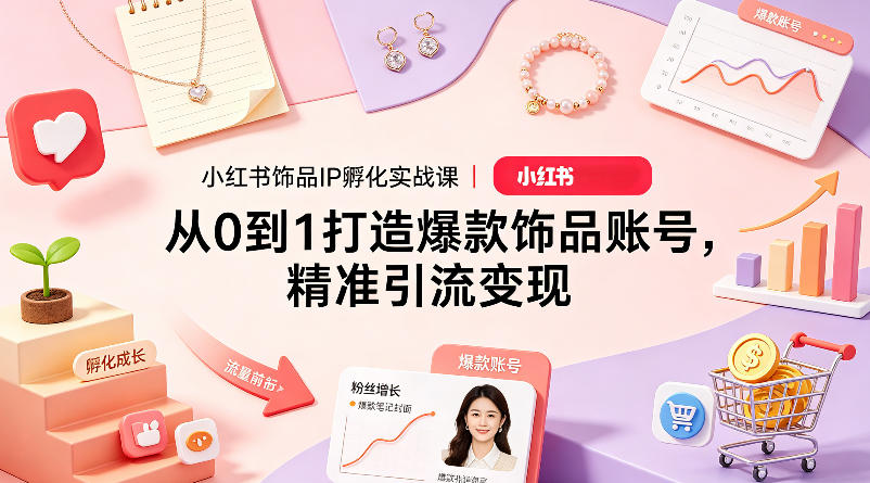 小红书饰品IP孵化实战课｜从0到1打造爆款饰品账号，精准引流变现-吾爱云课堂