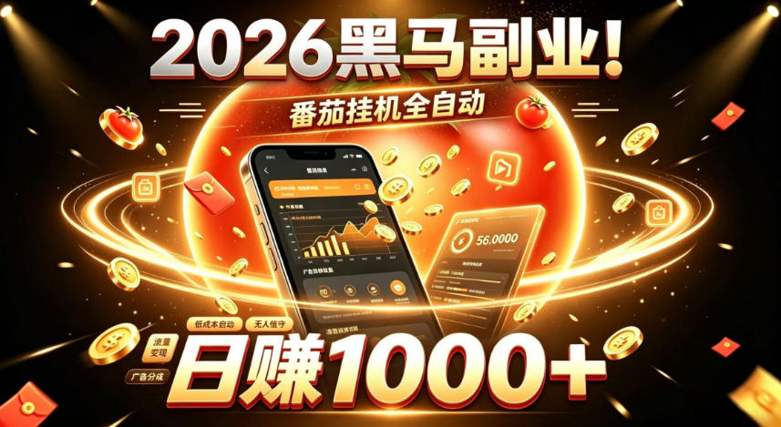 2026黑马副业！番茄挂G全自动日入1000+，操作最简单、门槛最低的线上轻资产项目【揭秘】-吾爱云课堂