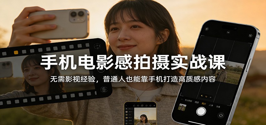 手机电影感拍摄实战课：无需影视经验，普通人也能靠手机打造高质感内容-吾爱云课堂