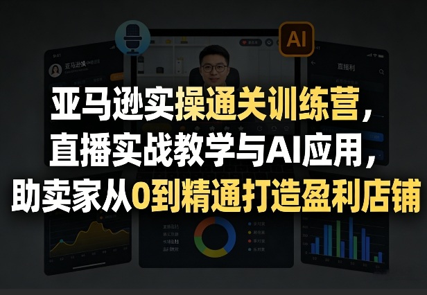 亚马逊实操通关训练营，直播实战教学与AI应用，助卖家从0到精通打造盈利店铺(更新8月8日)-吾爱云课堂