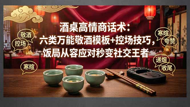付费文章：酒桌高情商话术：六类万能敬酒模板+控场技巧，饭局从容应对秒变社交王者-吾爱云课堂