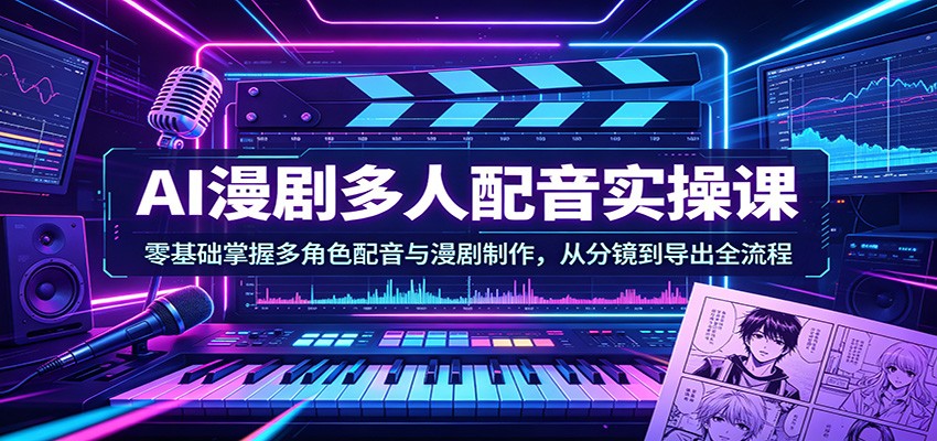 AI漫剧多人配音实操课：零基础掌握多角色配音与漫剧制作，从分镜到导出全流程-吾爱云课堂
