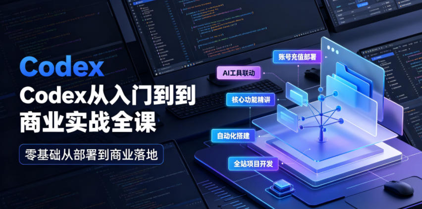 Codex从入门到商业实战全课｜账号充值部署、AI工具联动、核心功能精讲、自动化搭建、全站项目开发零基础教程-吾爱云课堂